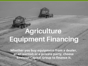 Agriculture Equipment Financing. Background image of Combine Harvesters in field.